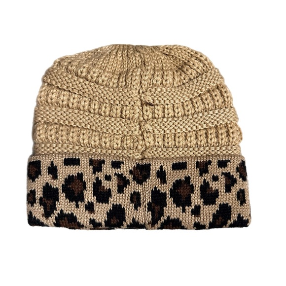 C.C Kids Girly Girl Messy Bun Beanie in Taupe - Picture 2 of 4